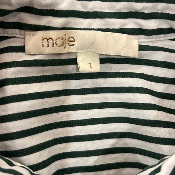 VGUC Maje cotton long sleeve button front shirt with embroidered bee on pocket - Picture 9 of 12